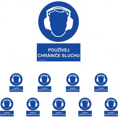 Walteco Používej chrániče sluchu 210x297mm, formát A4, samolepka Množství: 10 ks , 20017BP2