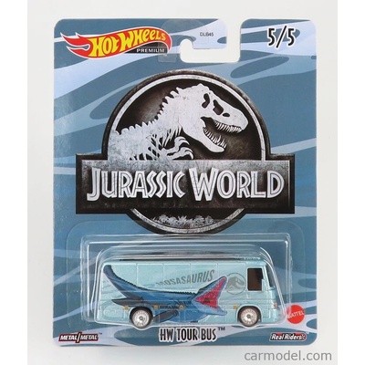 Mattel hot wheels Truck Hw Tour Autobus Jurassic World Světle Modrá Met 1:64