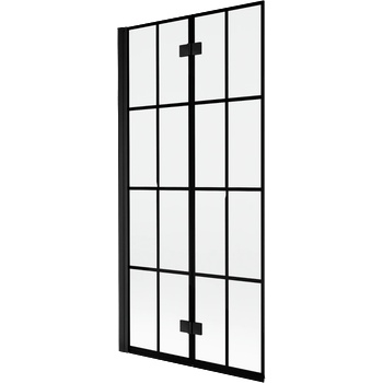 Mexen Mist преграда за вана 2-крила лява 90 x 150 см, черна решетка, черен - 8A9-090-002-70-77-L (8A9-090-002-70-77-L)