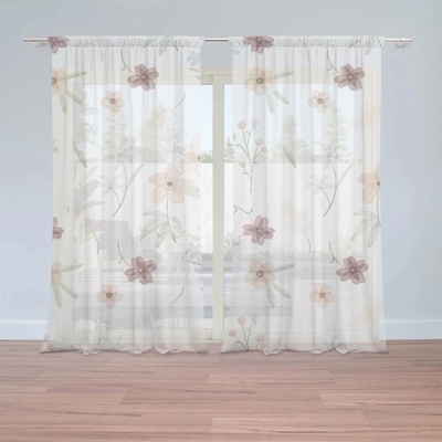 Sablio Záclony Romantické kvety: 2ks 150x250cm