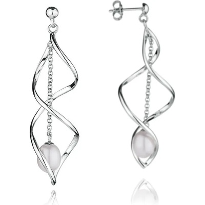 Swan Сребърни обици с естествена перла IE0476W Swan