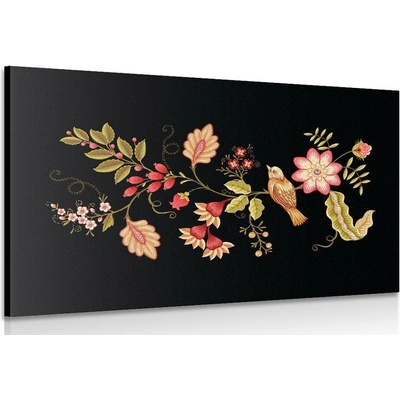 Obraz ptáček s lidovým motivem - 60x40