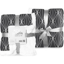 FARO Fleece deka s beránkem geometrie černobílá