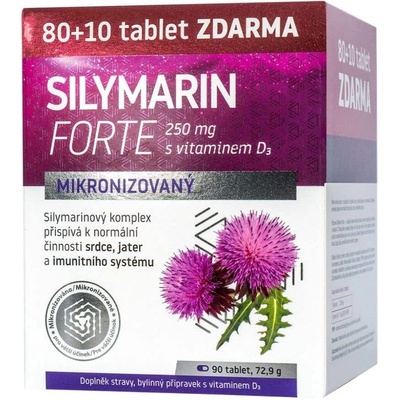 Naturprodukt Silymarin Forte 250 mikronizovaný s vitamínom D 80 + 10 tabliet