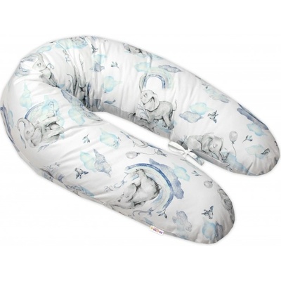Baby Nellys Kojící bavlněný polštář Slon a Duha modrý – Zboží Mobilmania