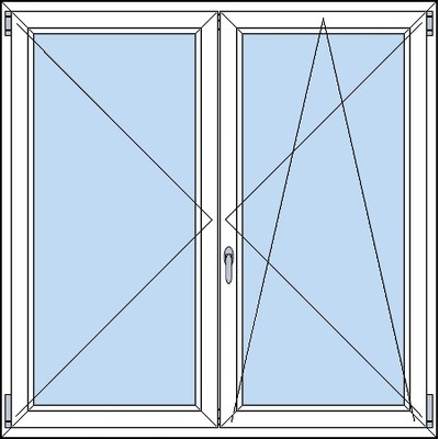 OknaDvereNaMiru.cz Dvoukřídlé plastové okno OS + O zlatý dub 150 x 130 cm