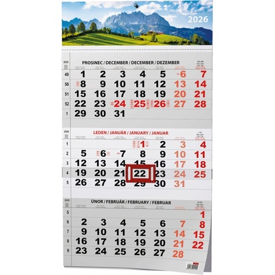 Nástěnný Baloušek Tříměsíční s mezinárodními svátky černý Příroda 2026 – Zboží Mobilmania