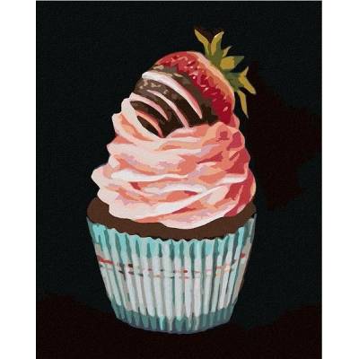 zuty Malování Podle Čísel Cupcake S Jahodou Myroslava Voloschuk 40 x 50 Cm Plátno Rám