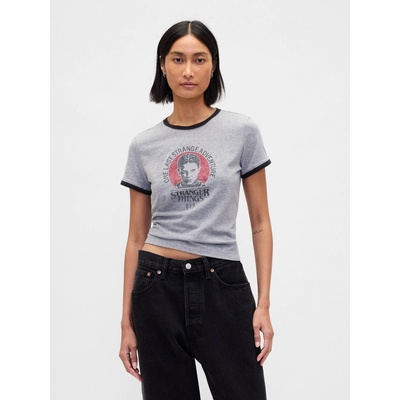 Gap × Stranger Things VintageSoft Crop tričko sivá