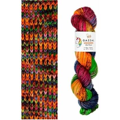 Příze na pletení Gazzal Unicorn 100 g - oranžovo-zelená