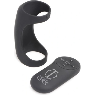 Trinity Men 28X G-Shaft Silicone Cock Ring with Remote Black