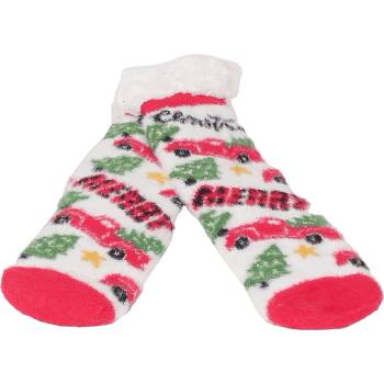 Image 1 of Пухкави коледни чорапи в бяло с елхички