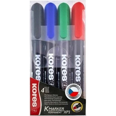 Kores K-MARKER Permanentný popisovač, okrúhly hrot 3 mm, mix 4 farieb