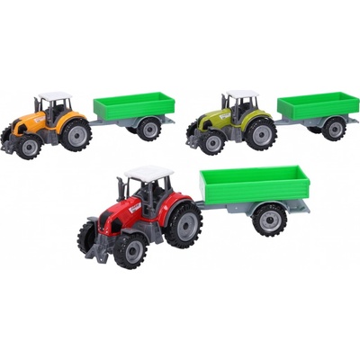 Wiky Kovový Traktor s vlečkou 18cm žltá