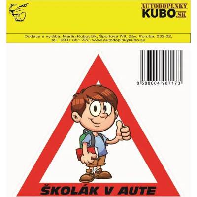 Samolepka POZOR Školák v aute