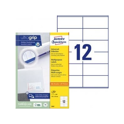 Etikety univerzálne 105x48mm Avery A4 100 hárkov