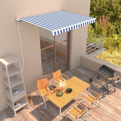 vidaXL Ručně zatahovací markýza 300 x 250 cm modrobílá