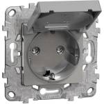 Schneider Electric SE Контакт шуко с капак IP44 с носеща рамка 2 мод. цвят Алуминий Unica - NU508230 (NU508230)