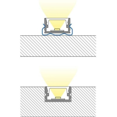 ML-761.316.74.1 Přisazený hliníkový profil PM bílý 12x7mm, včetně mléčného difuzoru, 1m