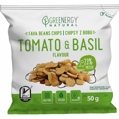 Greenergy Fava Chips s příchutí rajčat a bazalky 50 g