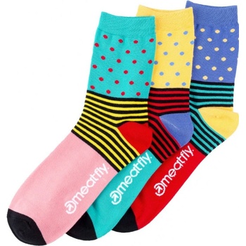 Meatfly ponožky Stripes Dot Socks S19 Mulltipack 3 Ks