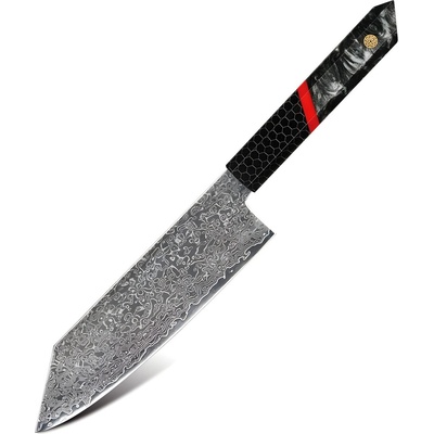 HARAHU Дамаски кухненски нож ZA-37443 - Cleaver / Черен / Червен KP37443 (ZA-37443)