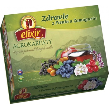 Agrokarpaty Elixír Zdravie z Pienin a Zamaguria čajová kazeta ovocný mix 8 x 6 druhov čajov