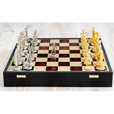 Manopoulos Луксозен шахматен комплект Greek Mythology - червен