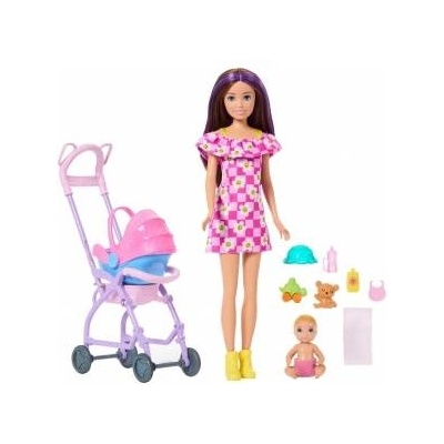 Mattel BARBIE DOLL SKIPPER BABYSITTER WITH STROLLER AND BABY play set JJB42/JKC16