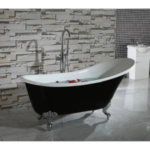 Inter Ceramic ретро свободностояща акрилна вана черно-бяла 162.5x69.5 см (LB 1784 B)