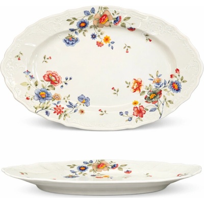 Bernadotte servírovací ovál ivory farebné kvety 340 mm, Thun 1794