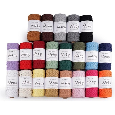 Bavlněná pletací příze macrame Naty Ø3 mm rozčesávací, bílá