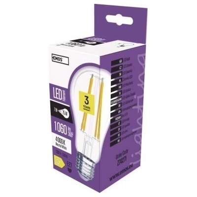 Emos Žiarovka LED Filament A60 7,8W E27 NW