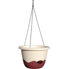 Plastia Samozavlažovací Květináč závěsný Mareta, bílá/vínová, 30 cm