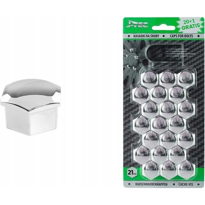 AMIO sada krytiek pre skrutky kolies 21mm – chromové