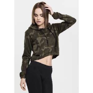 Urban Classics Дамски суичър в цвят маслина Urban Classics Ladies Camo Cropped Hoody MODEL161 SALE - , размер S
