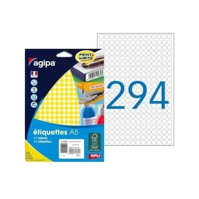 Etikety kruhové 8mm Agipa A5 žlté