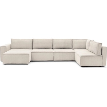 Bobochic Кремав ъглов U-образен диван от велур, десен ъгъл Nihad modular - Bobochic Paris (101197)