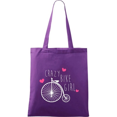 Crazy bike girl Taška bavlnená 42 x 38 cm Fialová