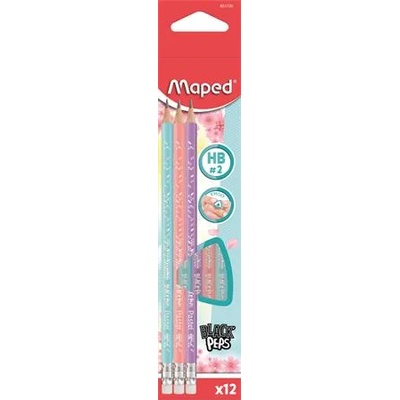 Maped Графитен молив с гума, HB, триъгълен, MAPED "BlackPeps Pastel", смесени пастелни цветове 851730 (851730)