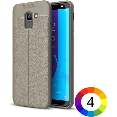 Samsung Galaxy J6 (2018) Удароустойчив Litchi Skin Калъф и Протектор