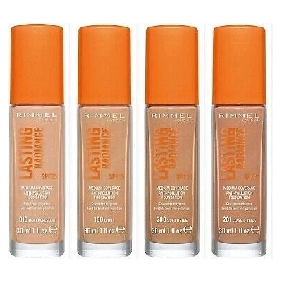 Rimmel London Lasting Radiance SPF25 rozjasňující make-up s uv ochranou 100 Ivory 30 ml