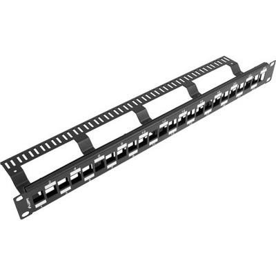 Lanberg patch panel blank 24 port 1U staggered with organizer for keystone modules, black (PPKS-1224-B)
