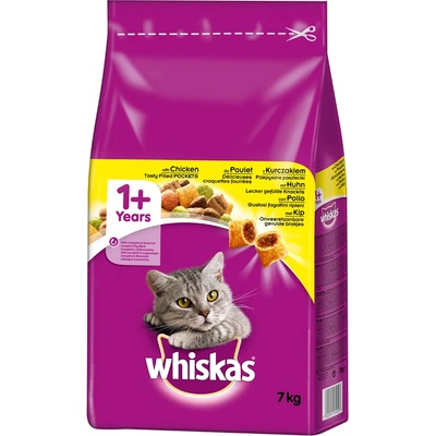 Whiskas 7кг 1+ Whiskas, суха храна за котки с пилешко