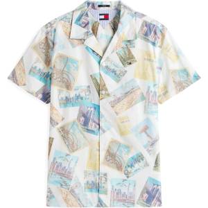 Tommy Hilfiger Men's All Over Print Camp Patterned Shirt - Ecru Postcard