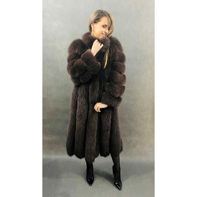 Max Original Leather Kožuch z pravej kožušiny líšky 176 Lungo marrone Brown