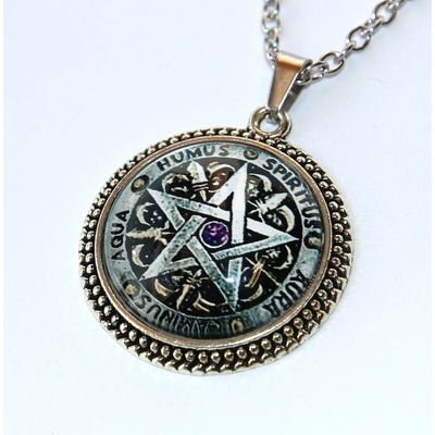 MR Amulet Fashion Jewerly Pentagram Životní cyklus, Posvátná země, Duše Voda Půda Vzduch Cesta životem 3407