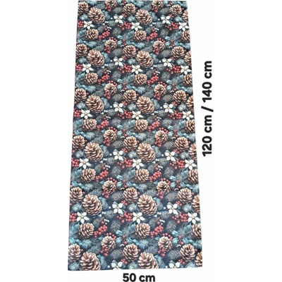 LKV Lomnice Textilní běhoun Vánoce tmavě modrá s motivem šišek 50x140cm