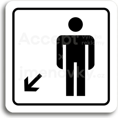 ACCEPT Piktogram WC muži vlevo dolů - bílá tabulka - černý tisk