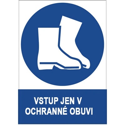 Značka Vstup jen v ochranné obuvi, samolepicí fólie, 210 × 297 mm BZ FE273